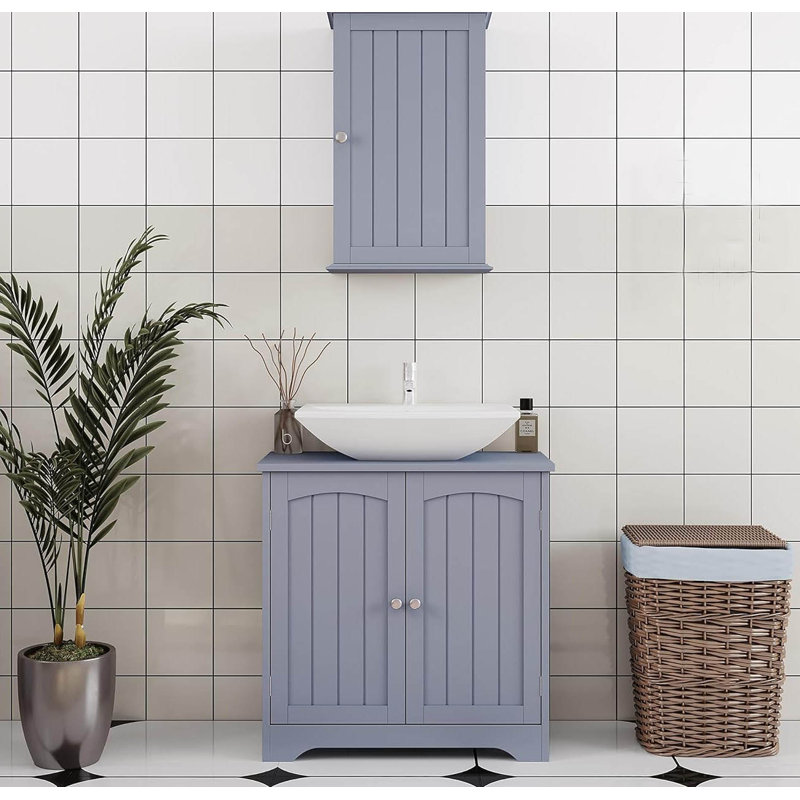 Engineered Wood Bathroom Cabinet, Grey