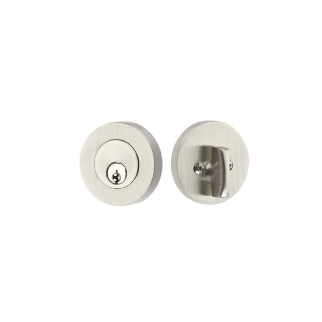Modern Disc Single Cylinder Deadbolt For 1-3/8" To 2-1/8" Door Oil Rubbed Bronze Finish, Satin Nickel