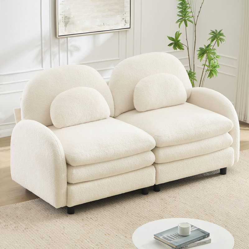 Canapé-lit Teddy, Blanc beige