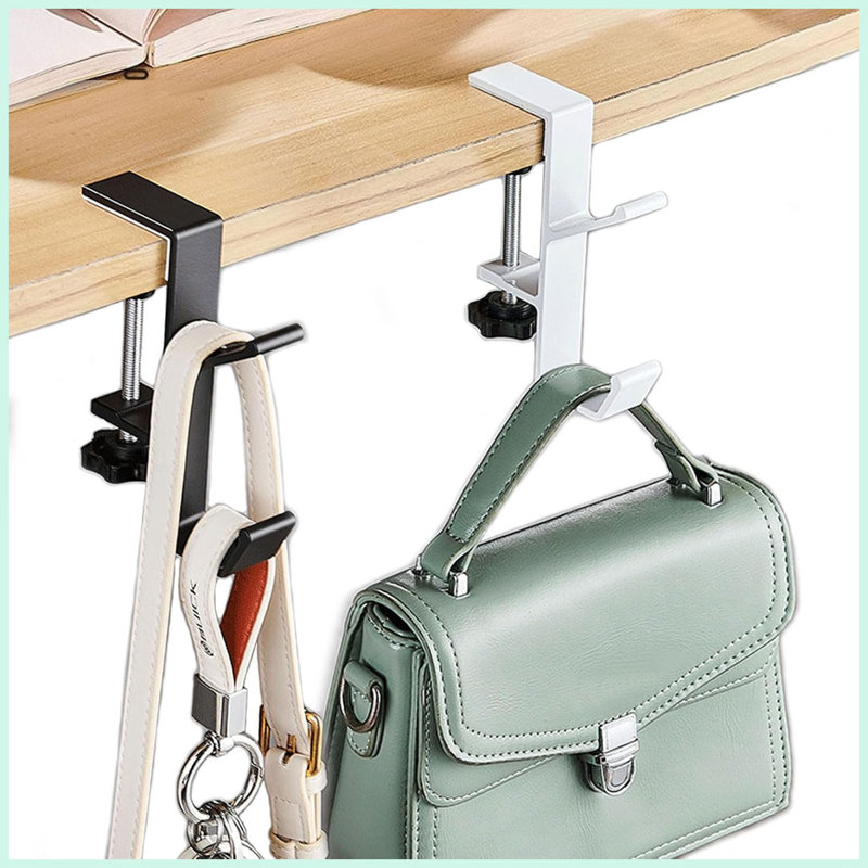 2PCS Desk Hook, Under Desk Handbag Hanger Purse Hook