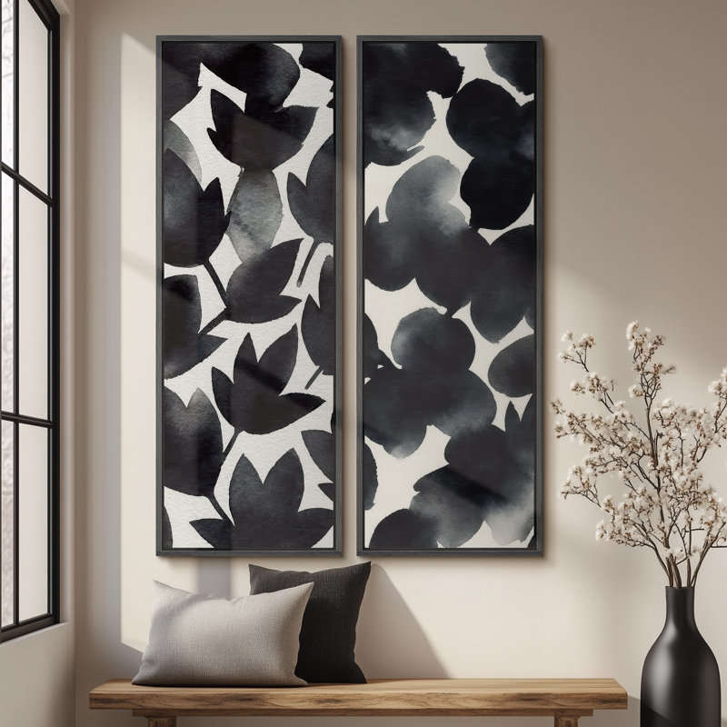 «Vintage Landscape Wall Art», ensemble de 2 toiles encadrées 20 x 60 pouces, Noir