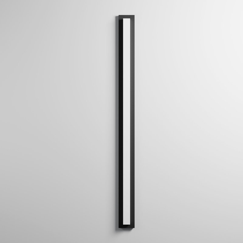 Applique murale d'extérieur rectangulaire en aluminium noir avec abat-jour en acrylique Anely, H 63 po x l 4,7 po x P 2,1 po