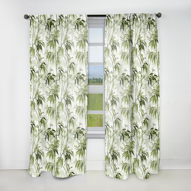 Bamboo Zen Tropical Pattern V - Tropical Curtain - Velvet Room Darkening - 1 panel, 52" W x 84" L