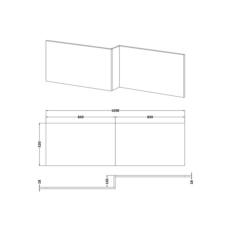 Shower Bath Front Panel, Grey Avola