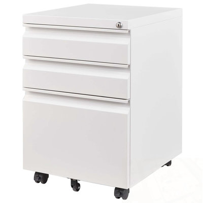 3 Drawer Mobile File Cabinet With Lock