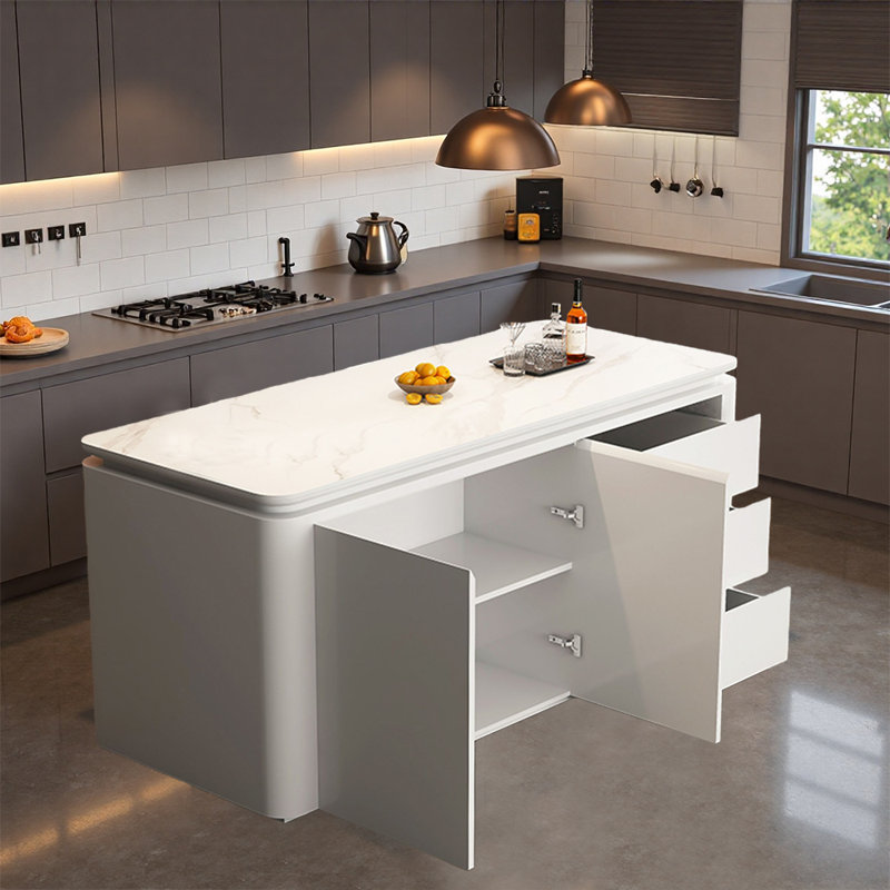 Elegant Minimalist Kitchen Island - Versatile workspace for dining areas and kitchen centers, enhancing space aesthetics