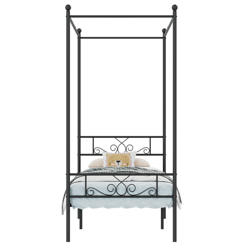 Alex-Jay Full/Double Four Poster Bed, Black, Twin
