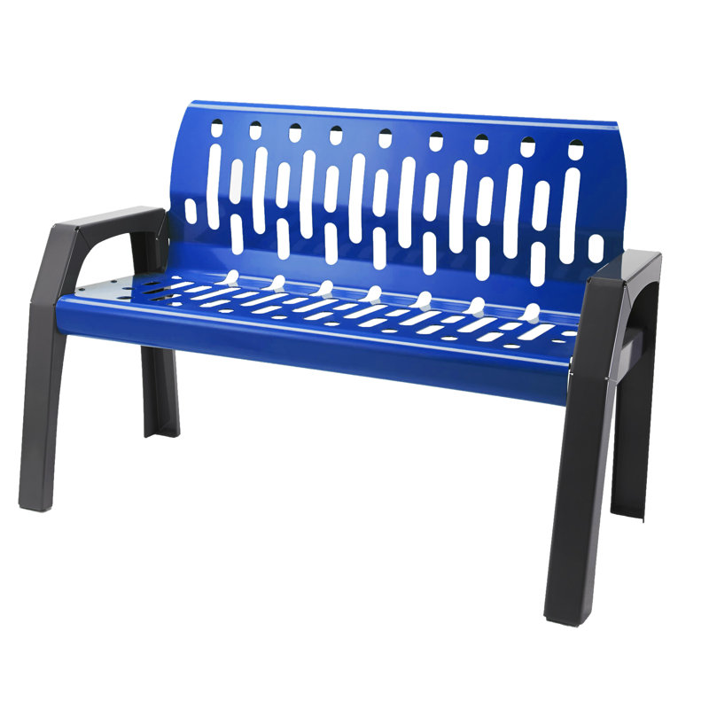 Banc de parc en acier Stream, Bleu, H 34 po x l 48 po x P 25 po