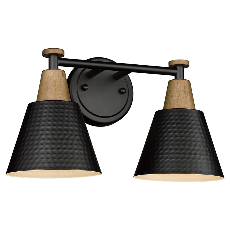 2-Light Bathroom Vanity Lights Over Mirror, Matte Black