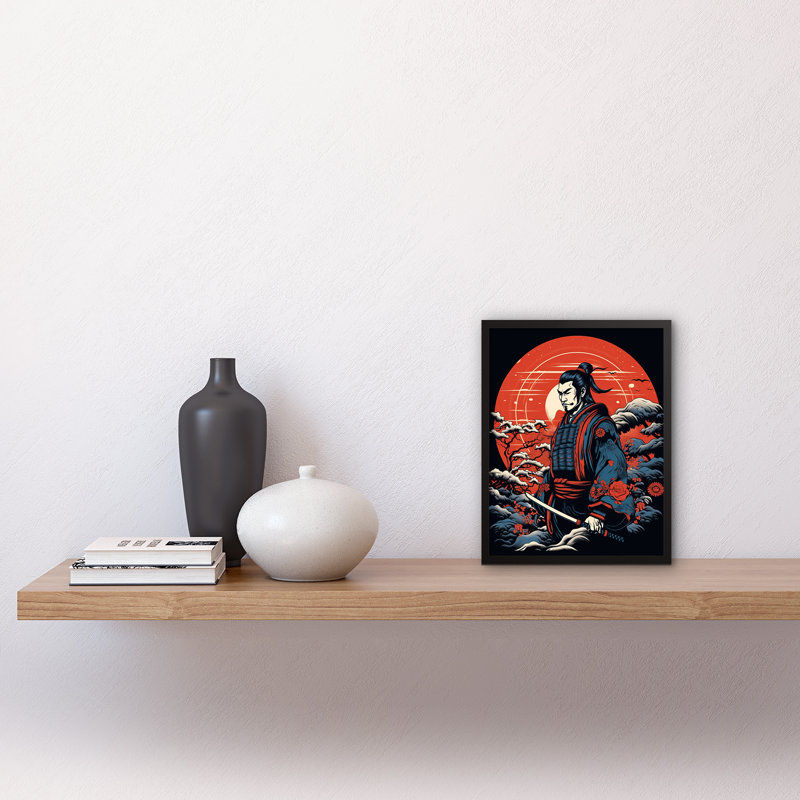 Visby Samurai Master in Winter Sunset Landscape Rockabilly Americana 1 Piece Single Picture Frame Wall Art