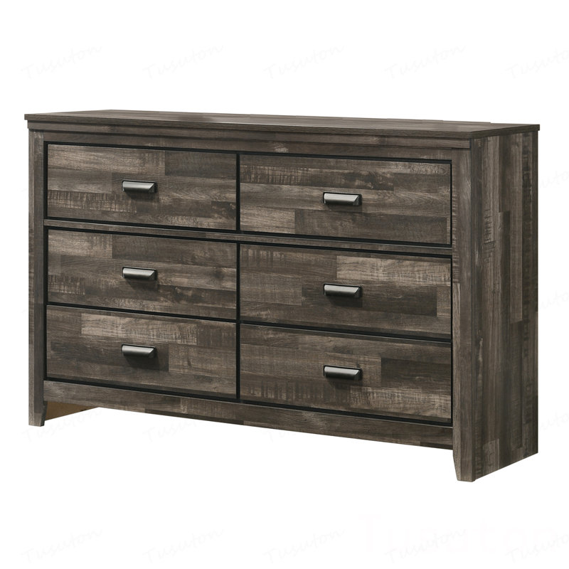 Mobilier de chambre rustique à cinq tiroirs de rangement en bois