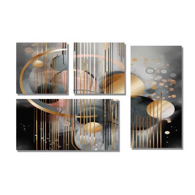 Abstrait formes et lignes III - art mural moderne 4 pièces