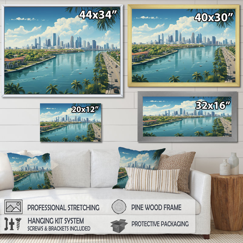 «Miami Sunshines State III», reproduction sur toile, Toile tendue, H 24 po x l 32 po x P 1 po