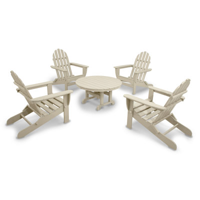 POLYWOOD Classics 5-Piece Folding Adirondack Conversation Set