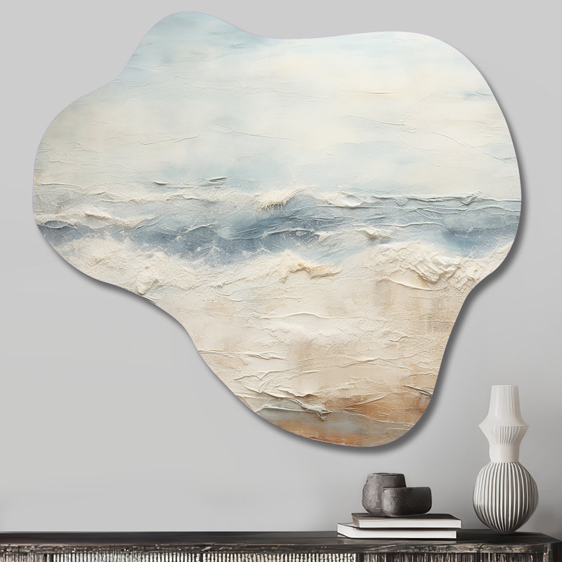 Modern Coastal Beige And Grey River - Cloud Coastal Ocean Metal Wall Art, Asymmetrical Metal Wall Sculpture Print