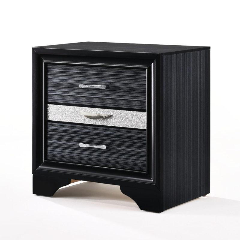 Table de chevet noire: organisez efficacement votre chambre à coucher avec 2 tiroirs spacieux et une boîte à bijoux avec rangement élégant pour table de chevet - 26 po x 26 po x 17 po, 50 lb