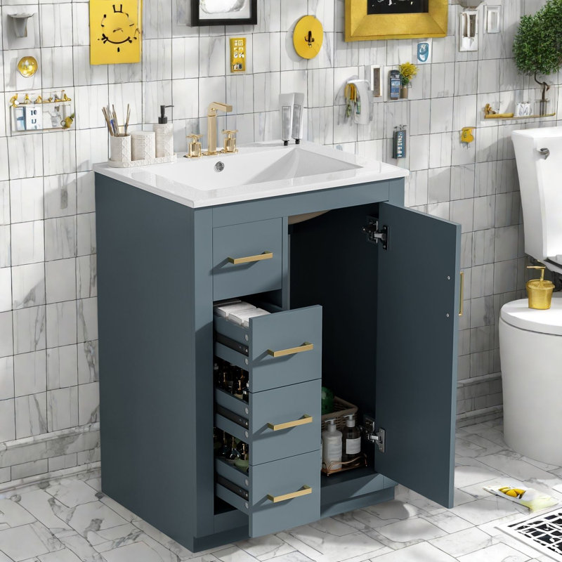 Meuble-lavabo en pouces (doit inclure le meuble-lavabo et le lavabo) avec rangement