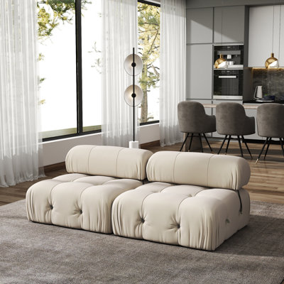 Canapé modulaire en velours sans accoudoirs 2 pièces Cylar