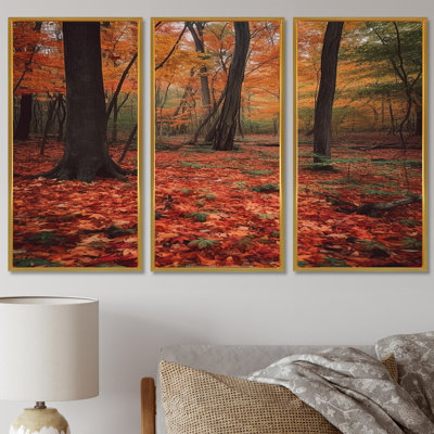 Feuilles d'automne dans la forêt d'érable - ensemble de décoration murale arbre séquoia