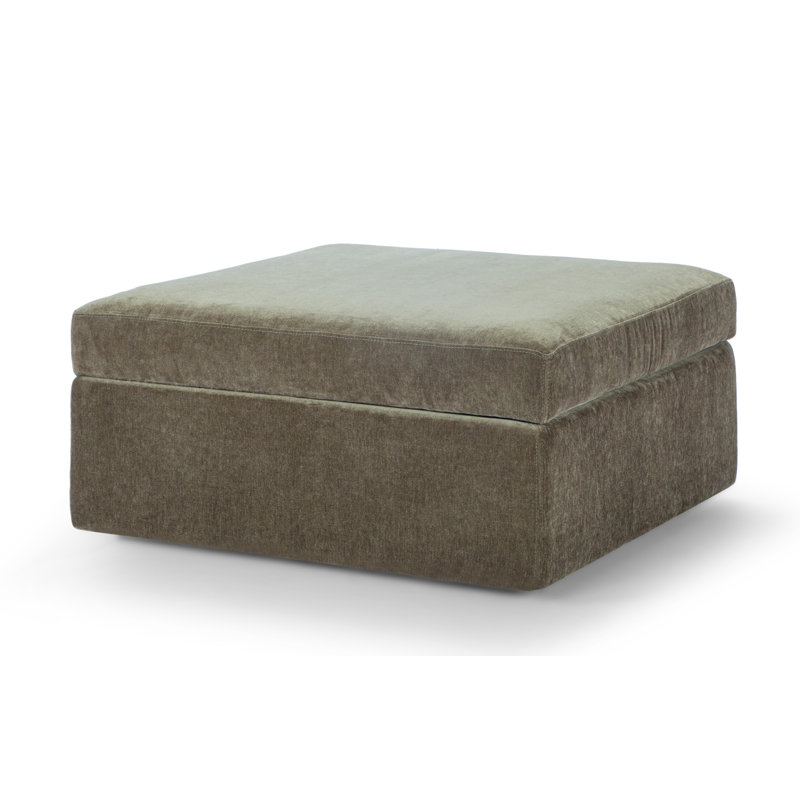 Upholstered Storage Ottoman, Olive Woven Velvet