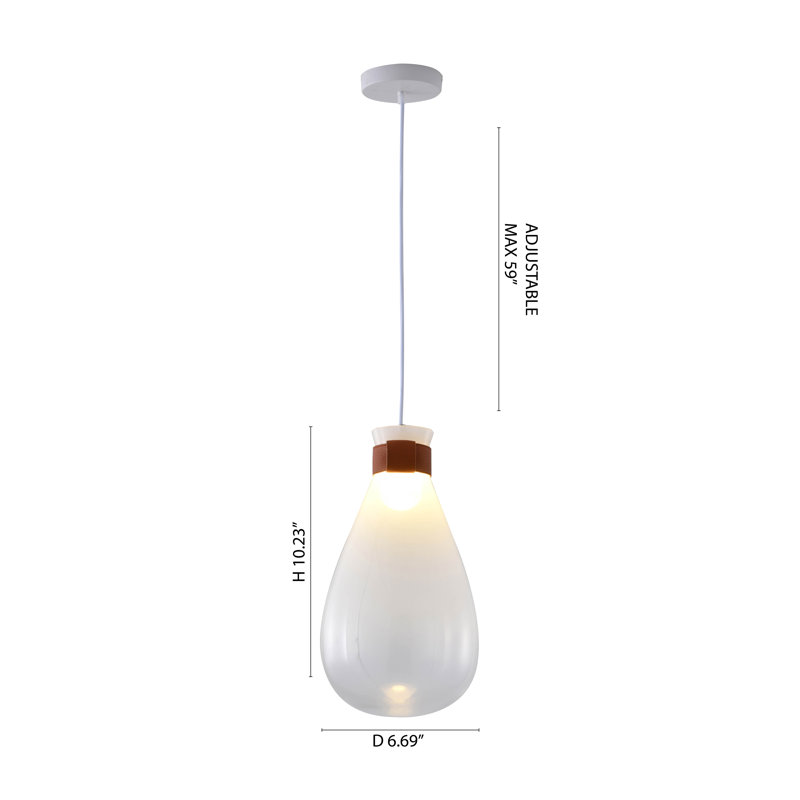 Luminaire suspendu avec abat-jour en verre 1 lumière Transitional