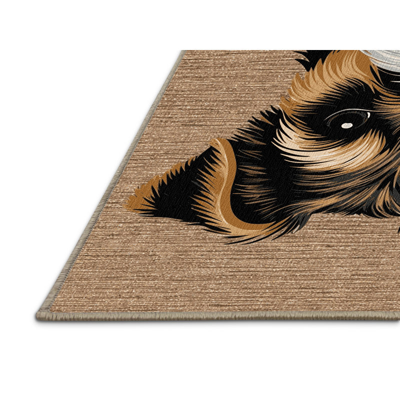 Washable Border Terrier Dogs Area Rug, Rectangle 8' x 12'