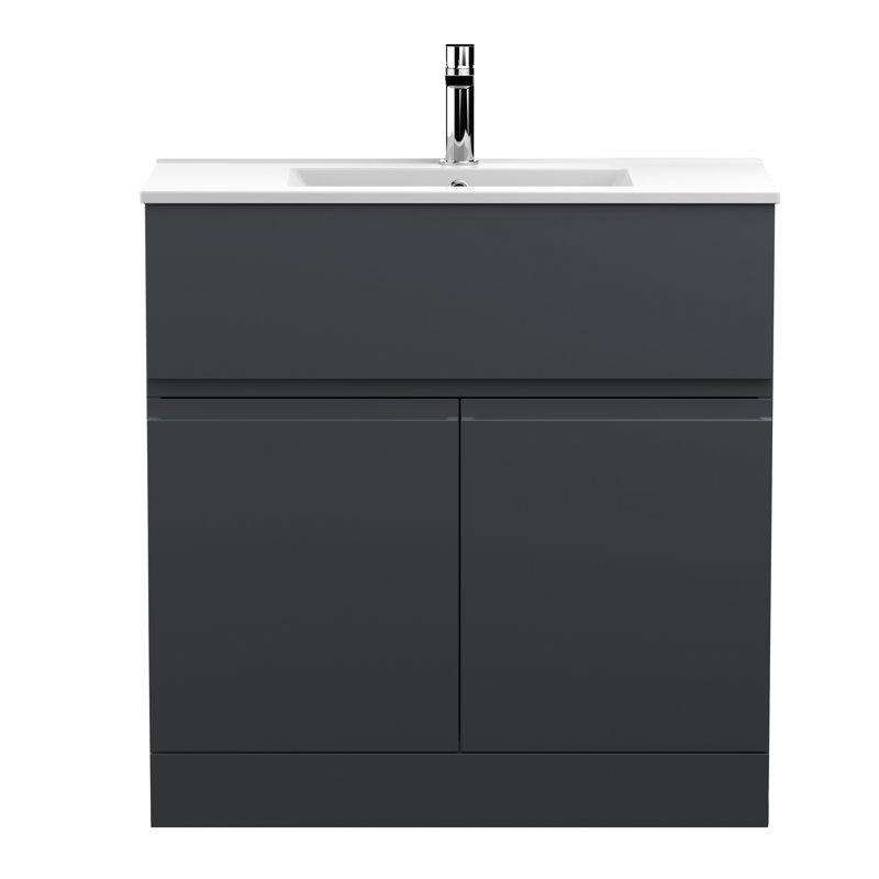Urban 810mm Single Bathroom Vanity with Integrated Ceramic Basin, Satin Anthracite
