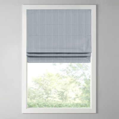 Galen Blue Basketweave Cordless Room Darkening Single 31x64" Roman Shade