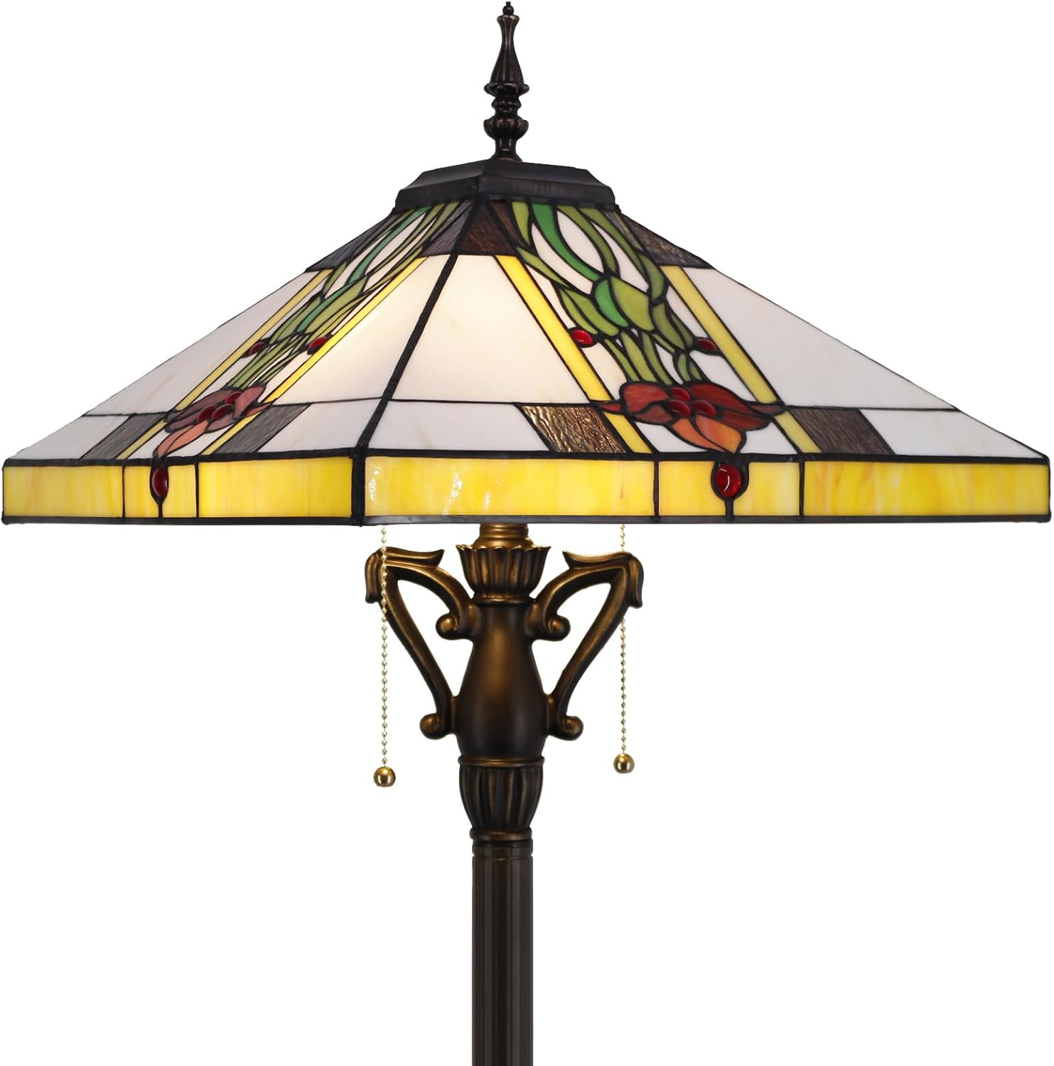 Foundry Select Tiffany Floor Lamp With Stained Glass Shade Mission Style  Antique Design For Living Room Bedroom Reading Light | Wayfair, image size:1483x1500