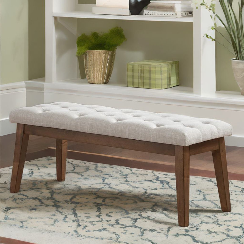 Banc en bois Isaura, H 19 po x l 44 po x P 16 po, Blanc