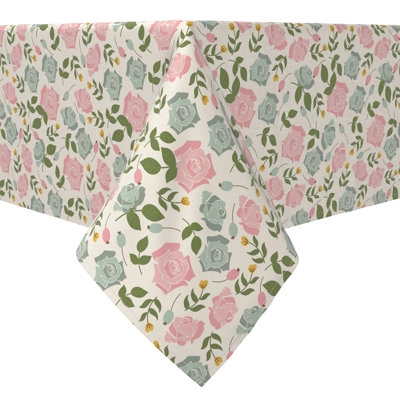 Rectangular Tablecloth, 100% Cotton, 60X84", Summer Rose Pattern