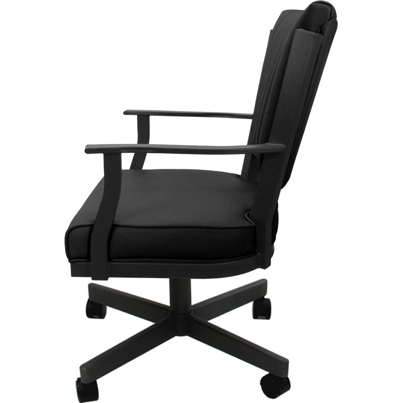 Leather Dining Caster Chair Swivel Tilt, Gray, Black