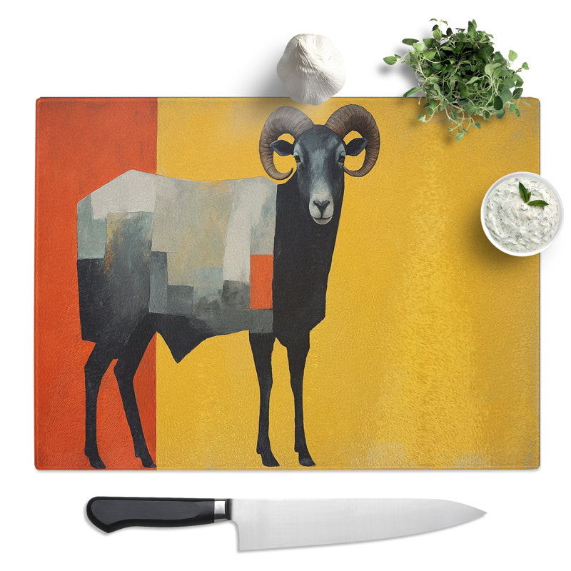 Ram Sheep Minimalism  Glass Chopping Board