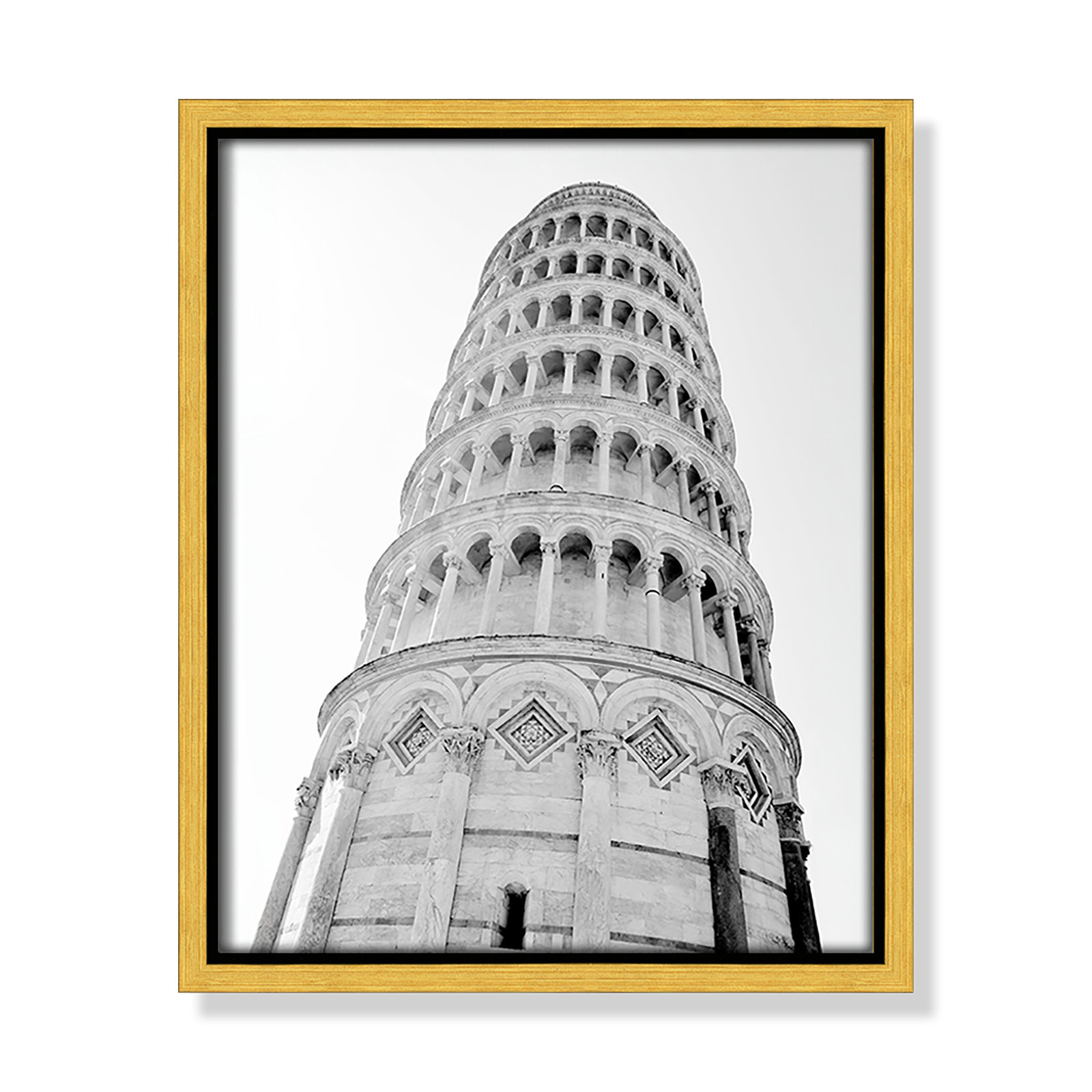 Iconic City Collection "Pisa" Print by Natalie Carpentieri, Gold Floater Frame, No, 11.5" H x 9.5" W x 2" D