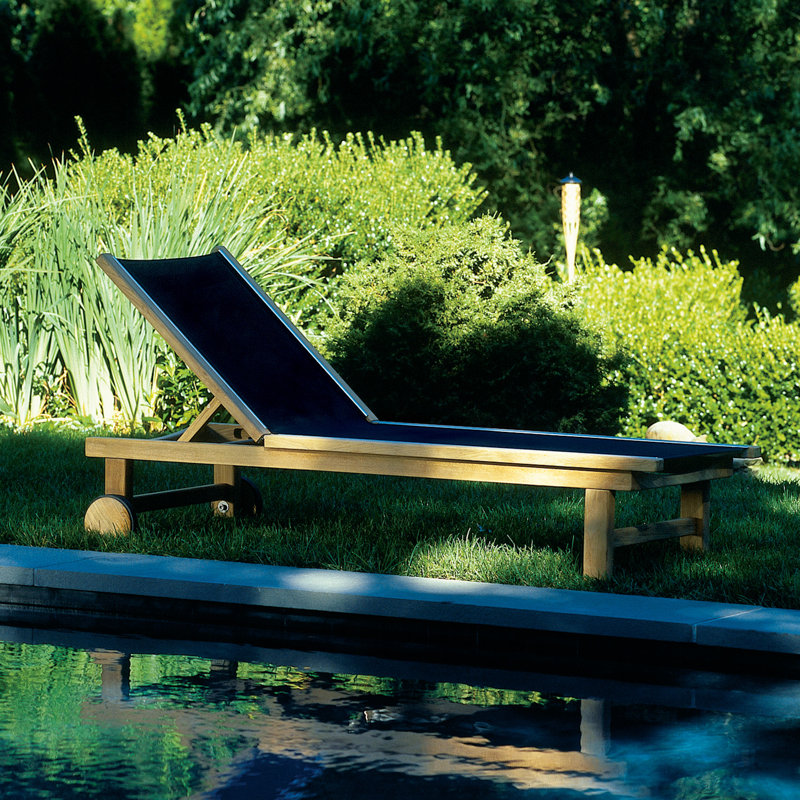 St. Tropez Outdoor Teak Chaise Lounge, Black