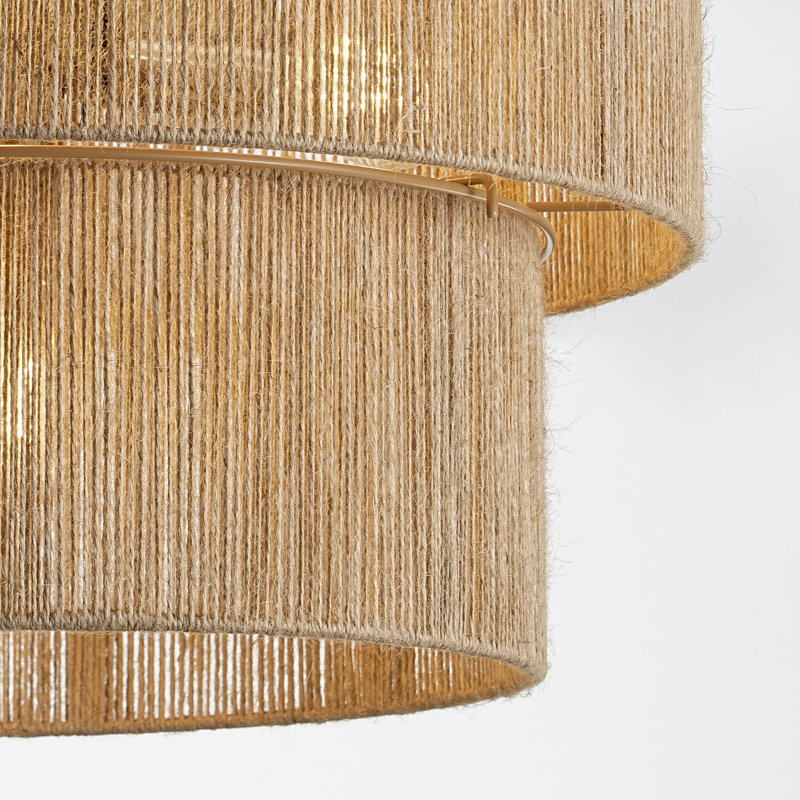 17.7" Natural Jute 2-Tier Semi-Flush Mount Light