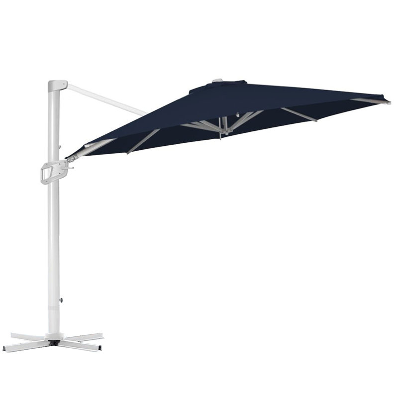 11ft Navy Blue Aluminum Cantilever Patio Umbrella with Crank Lift