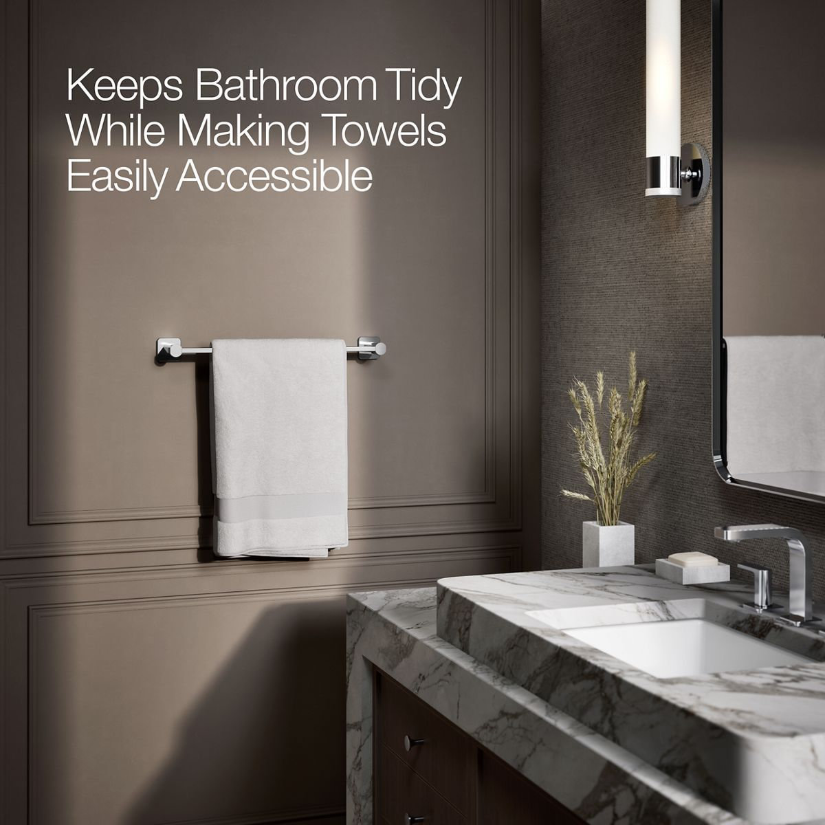 Parallel Towel Bar, Polished Chrome, 18"W