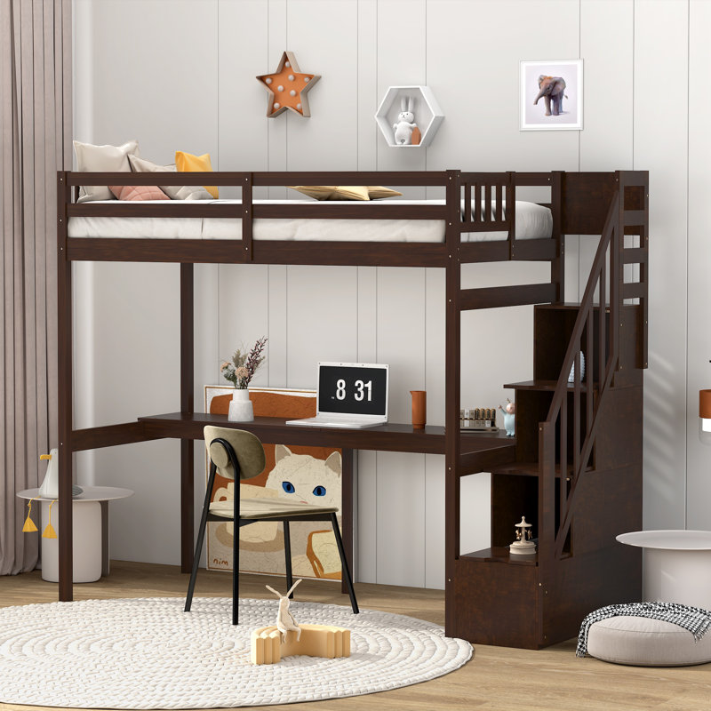 Lit simple Gihan avec bureau intégré