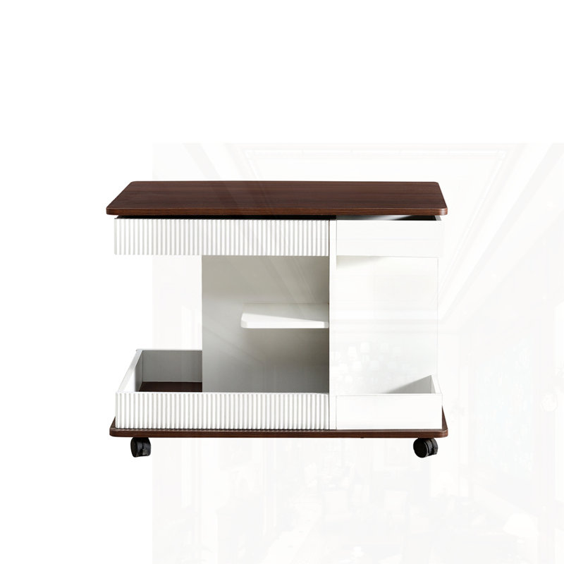 Table de bout réglable avec roulettes, Blanc