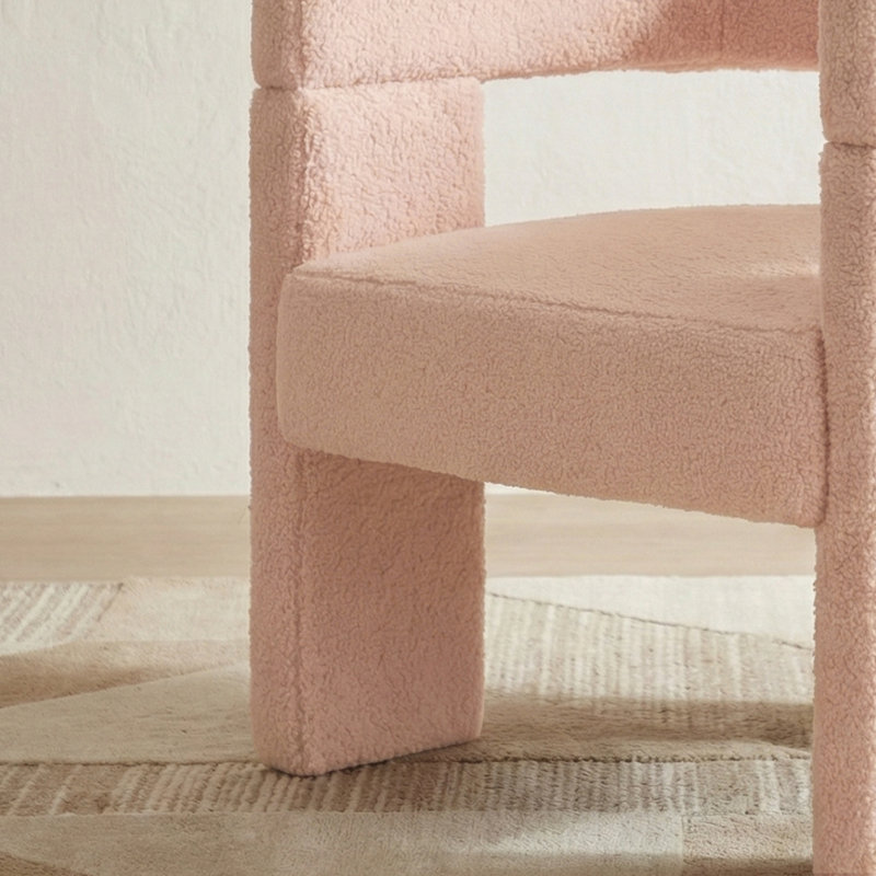 Fauteuil demi-tonneau pour salon 23 po Boucle, Rose
