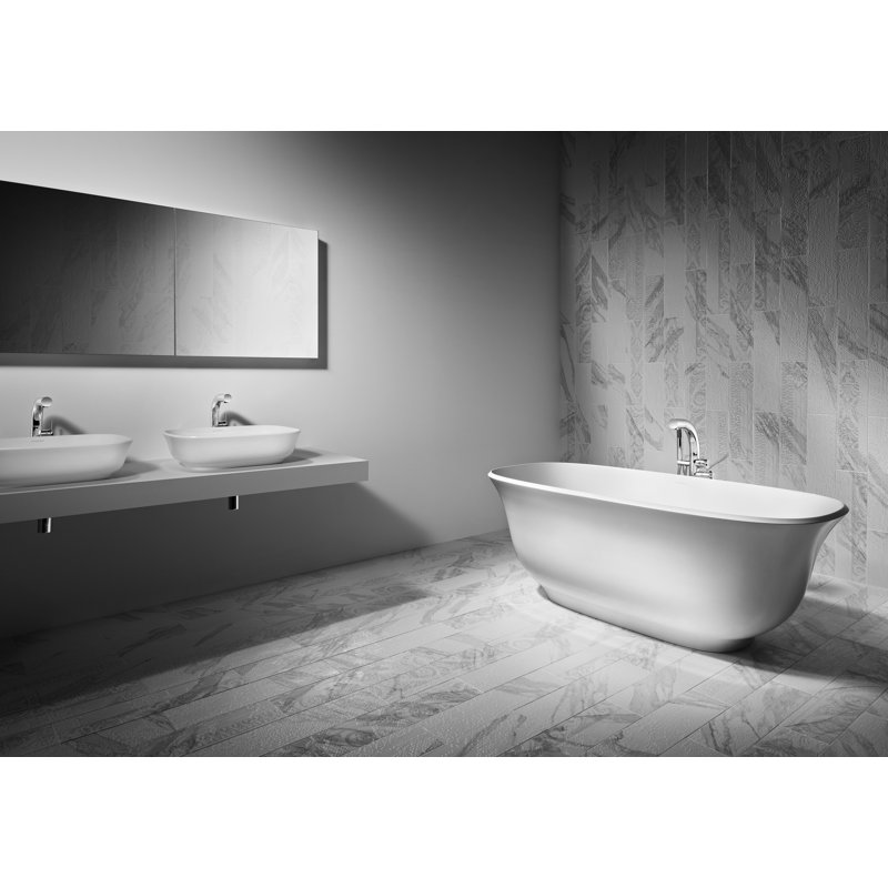 Amiata 65"x 32" Freestanding Soaking Bathtub, Englishcast White