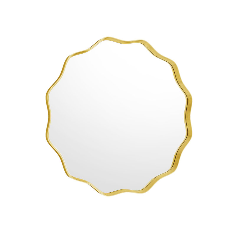 Decorative Wall Round Mirror, Gold, 24" x 24"
