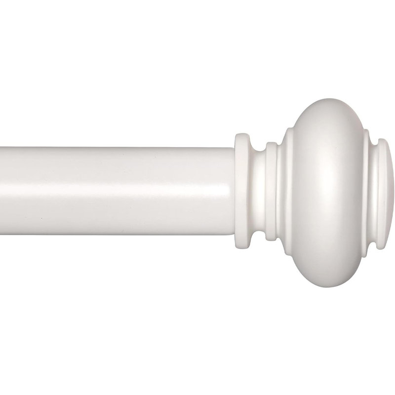 Tringle à rideaux réglable de 66 à 120 po à 1 po de diamètre avec embouts classiques, Blanc