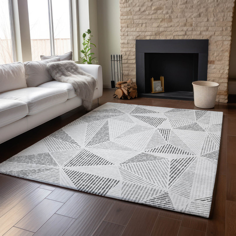 Premium Machine Washable Cerrito Gray Rug, Rectangle 5' x 7'6"