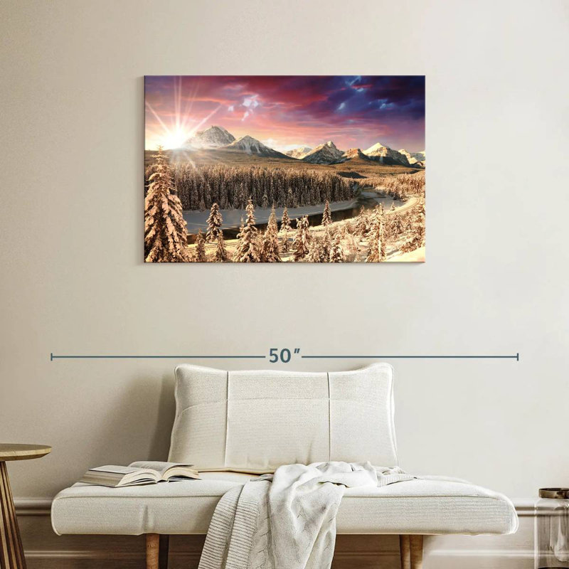 Alvord Alberta Rockies Winter Sun, 24" H x 36" W