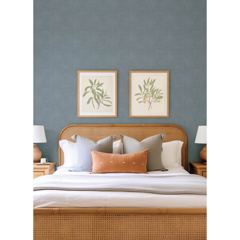 Reid Black Woven Geometric Wallpaper, Sky Blue