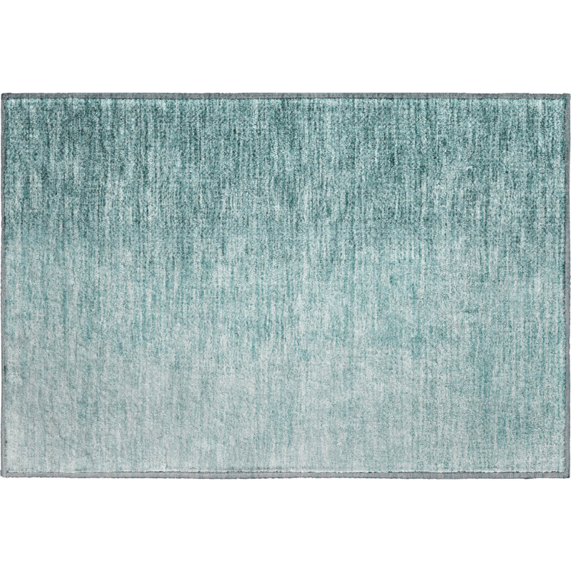 Premium Machine Washable Prisco Teal Rug, Rectangle 1'8" x 2'6"