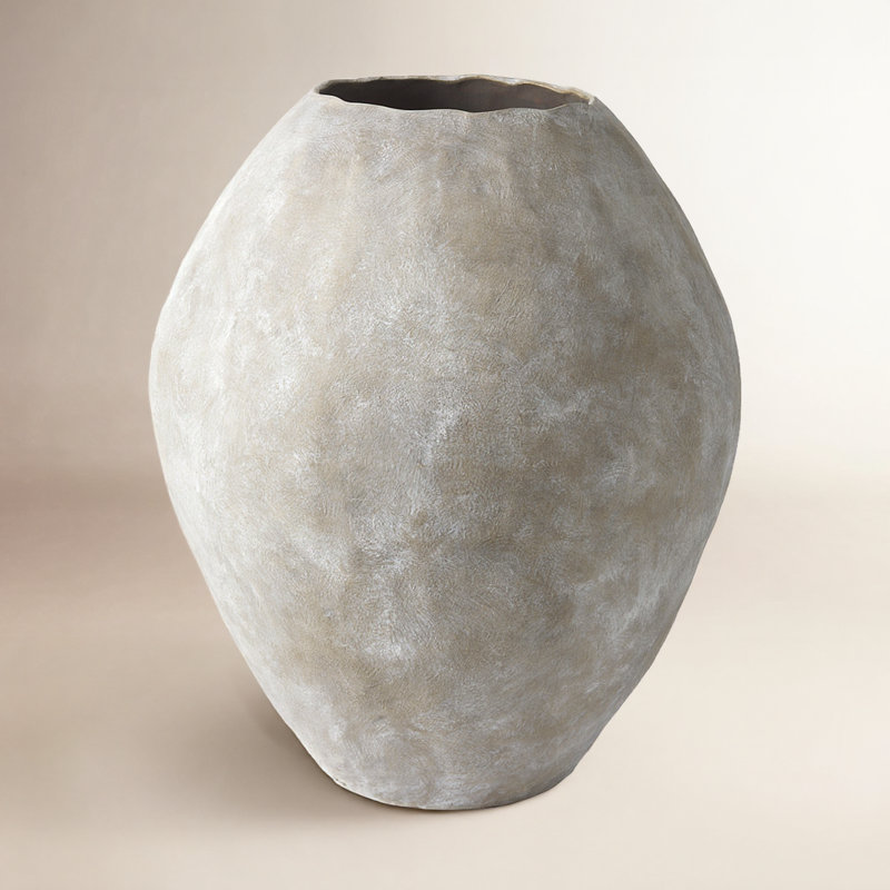 Vase de plancher en céramique Aisling, Brun clair, H 27,6 po x l 23,4 po x P 23,4 po