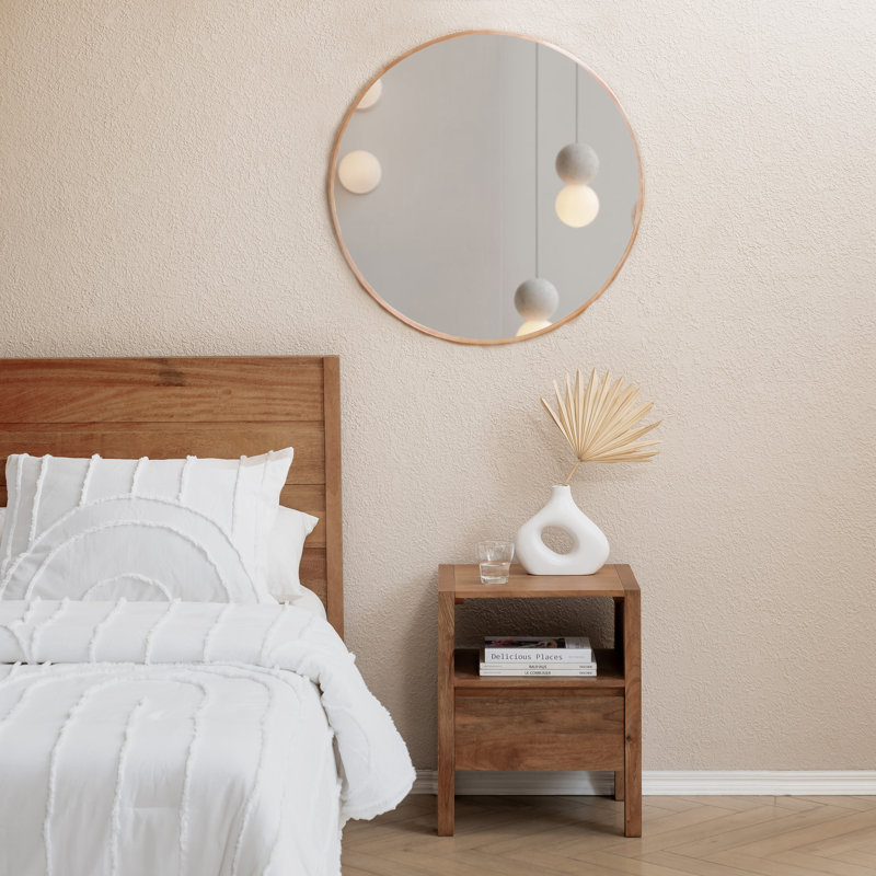 Nelson 30" Round Rose Gold Wall Mirror – Modern Metal Frame Accent Decorative Hanging Mirror for Bathroom Vanity, Entryway & Home Decor